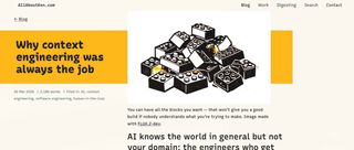 The old head of the same entry: a site navigation bar, a back link, then the title reversed out of a wide yellow band, with the date, word count and a comma-separated list of tags beneath it.