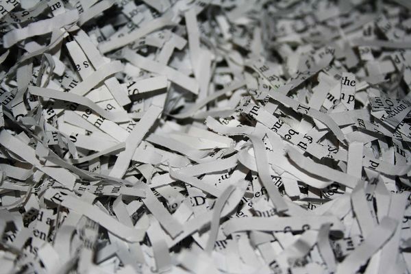 Shredded paper pile