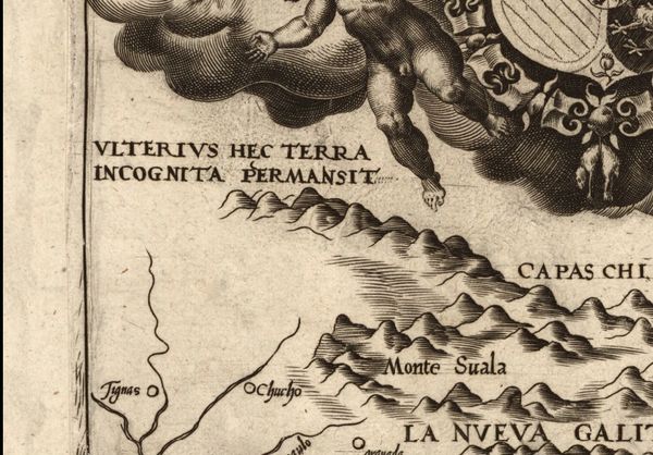 Gutiérrez and Cock 1562 map of the Americas "vlterius hec terra incognita permansit": we are trying to explore connected, but new spaces.