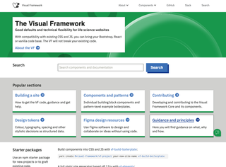 Screenshot of the Visual Framework website homepage.